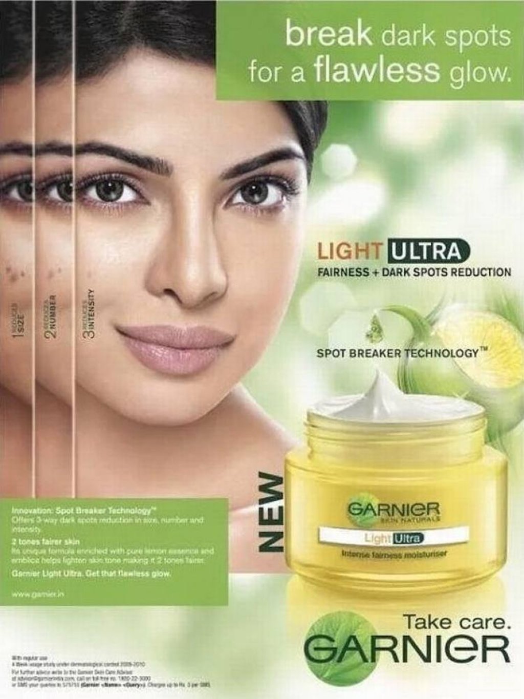Priyanka Chopra in a controversial face cream ad. Photo: Ponds