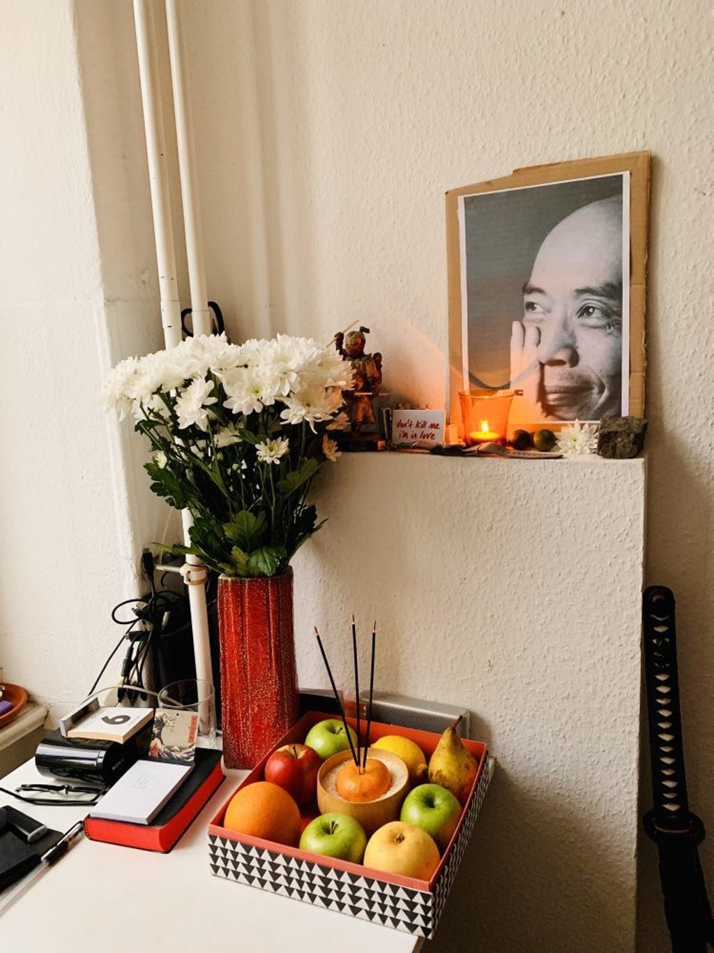 The altar for Huang Xiaopeng at his Berlin home following his death on October 6, 2020. Photo: Xi Bei The altar for Huang Xiaopeng at his Berlin home following his death on October 6, 2020. Photo: Xi Bei