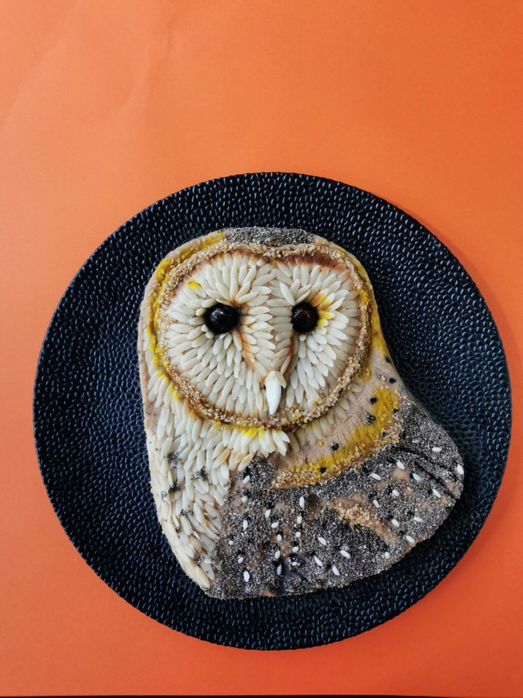 A Madagascar red owl made by Stokkerman out of cauliflower purée, Greek pasta, sesame seeds and kurkuma. Photo: De Meal Prepper A Madagascar red owl made by Stokkerman out of cauliflower purée, Greek pasta, sesame seeds and kurkuma. Photo: De Meal Prepper
