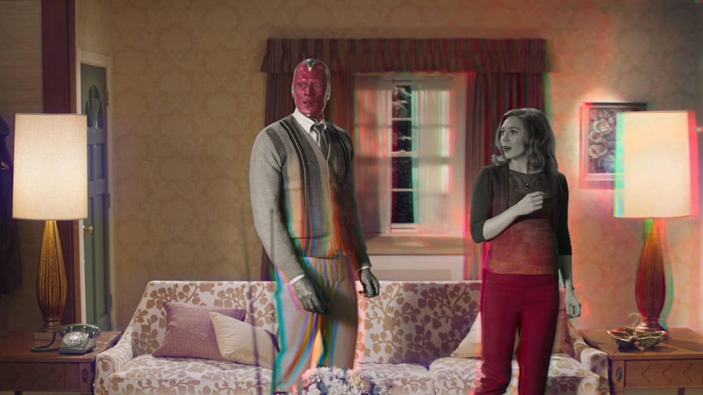 Paul Bettany is Vision and Elizabeth Olsen is Wanda Maximoff in Marvel Studios’ WandaVision. Photo: Marvel Studios