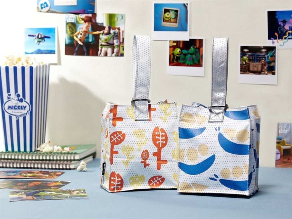 Reusable bags made from recycled theatre projection screens. Photo: CGV