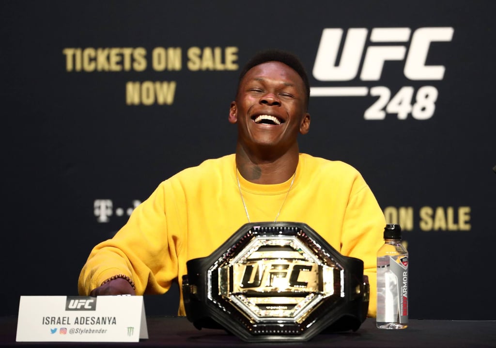 Israel Adesanya at a press conference for UFC 248 on February 7, 2020 in Houston, Texas, USA. Photo: Getty Images/AFP Israel Adesanya at a press conference for UFC 248 on February 7, 2020 in Houston, Texas, USA. Photo: Getty Images/AFP