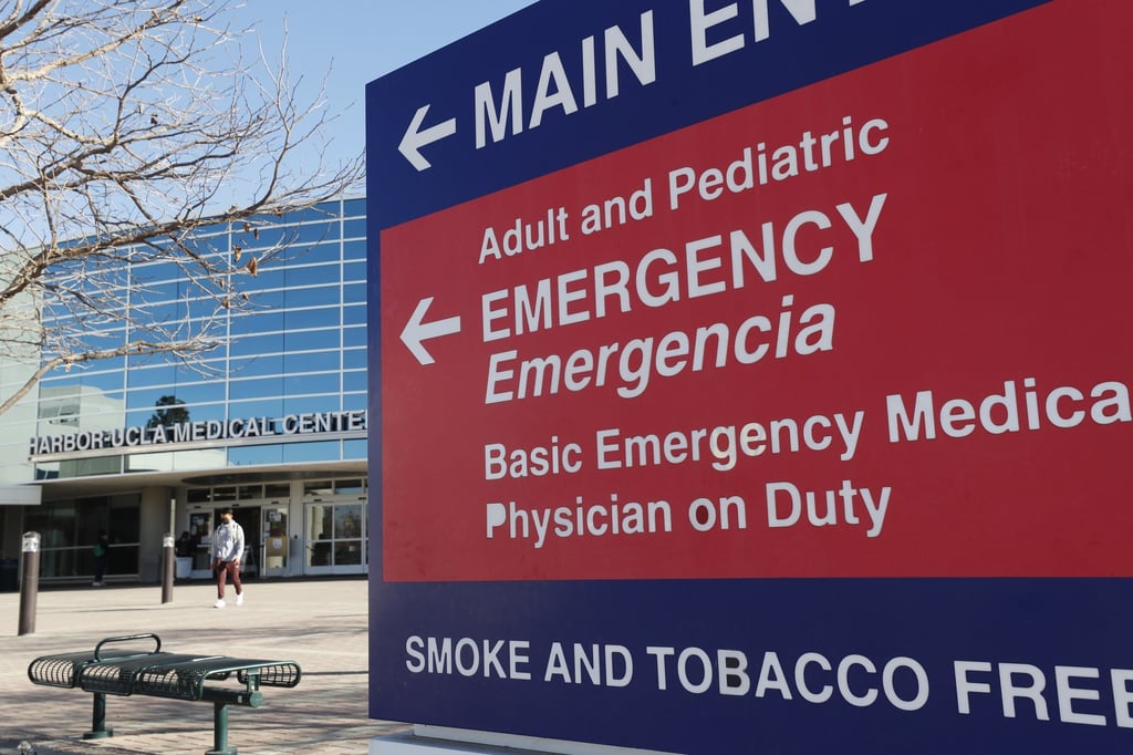The Harbor-UCLA Medical Center where US golfer Tiger Woods is being treated following a single vehicle crash in Torrance, California, USA in February 2021. Photo: EPA-EFE