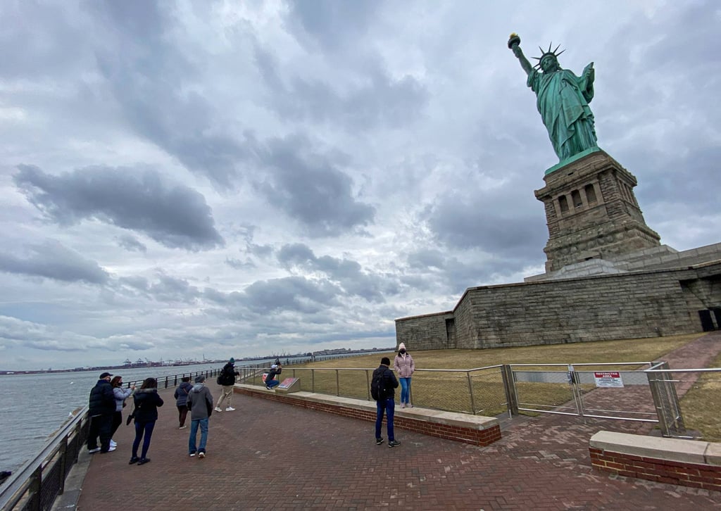 A crowd-free Statue of Liberty in New York City. Photo: Kena Betancur/AFP A crowd-free Statue of Liberty in New York City. Photo: Kena Betancur/AFP