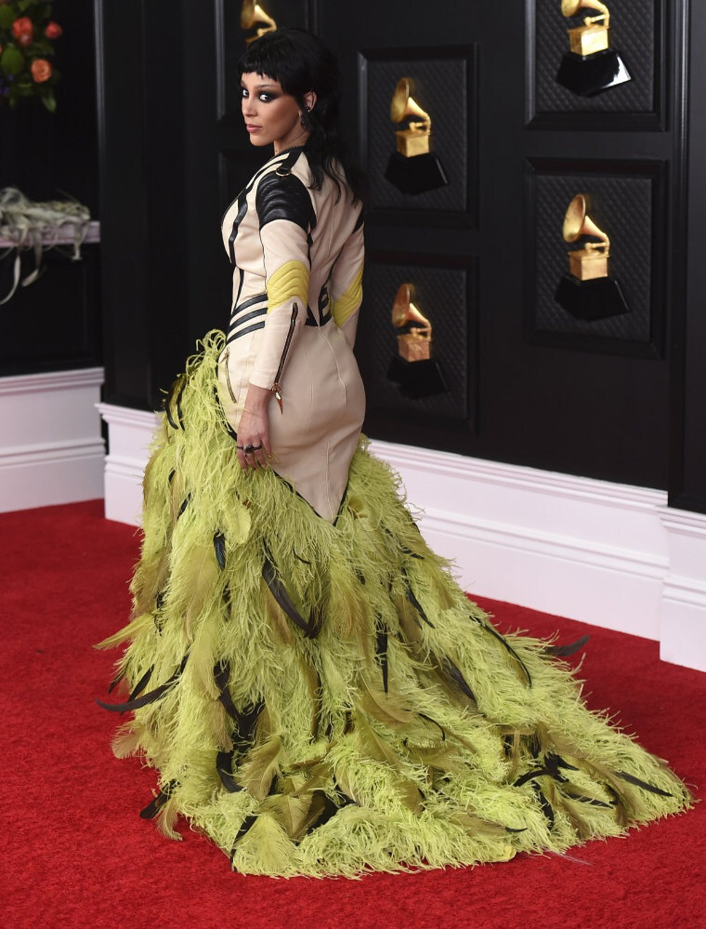 Doja Cat arrives at the 63rd annual Grammy Awards at the Los Angeles Convention Centre on March 14, 2021. Photo: Invision/AP