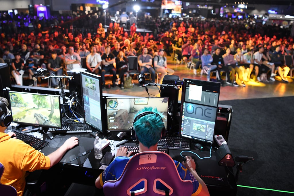 Esports athlete Tyler “Ninja” Blevins plays Call of Duty: Black Ops 4 during the Doritos Bowl 2018 at TwitchCon 2018 in California’s San Jose Convention Center on October 27, 2018. Photo: Getty Images