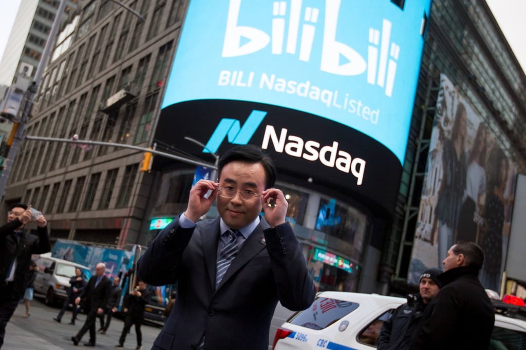 Rui Chen, chairman and CEO of Bilibili, is seen outside Nasdaq during the company’s initial public offering on March 28, 2018. Photo: Bloomberg Rui Chen, chairman and CEO of Bilibili, is seen outside Nasdaq during the company’s initial public offering on March 28, 2018. Photo: Bloomberg