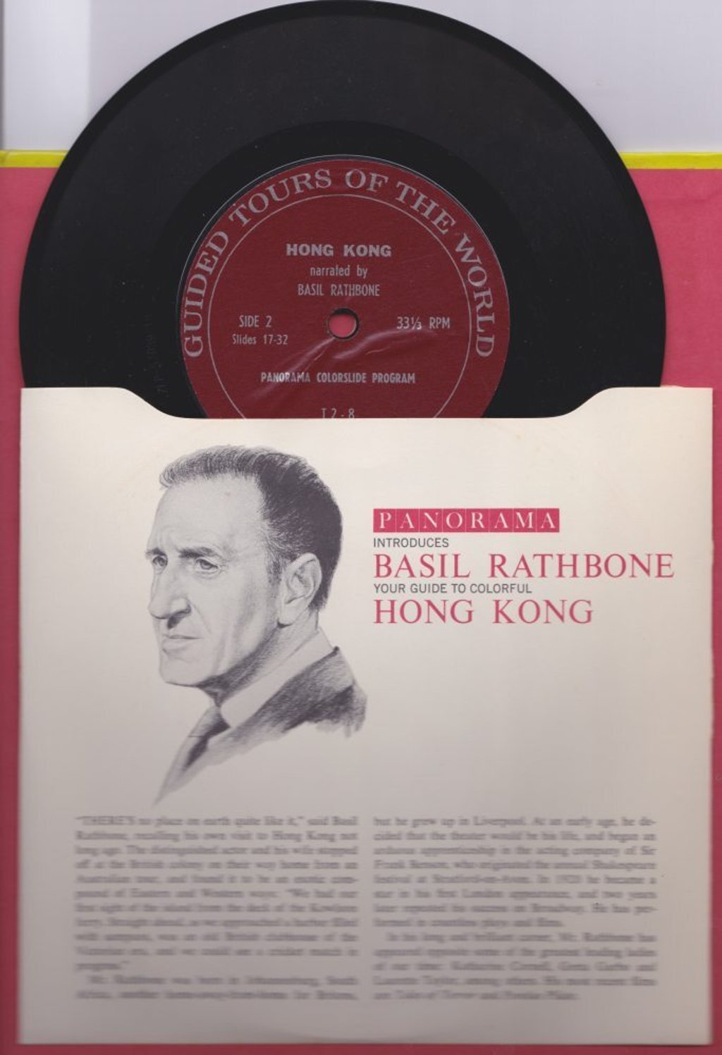 The record that accompanied Hong Kong. Crown Colony: Where East Meets West was narrated by British actor Basil Rathbone. Photo: Handout The record that accompanied Hong Kong. Crown Colony: Where East Meets West was narrated by British actor Basil Rathbone. Photo: Handout
