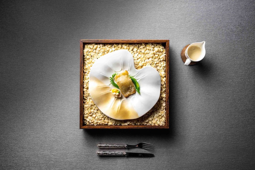Pan-fried fish maw with almond consommé. Photo: Man Ho Pan-fried fish maw with almond consommé. Photo: Man Ho