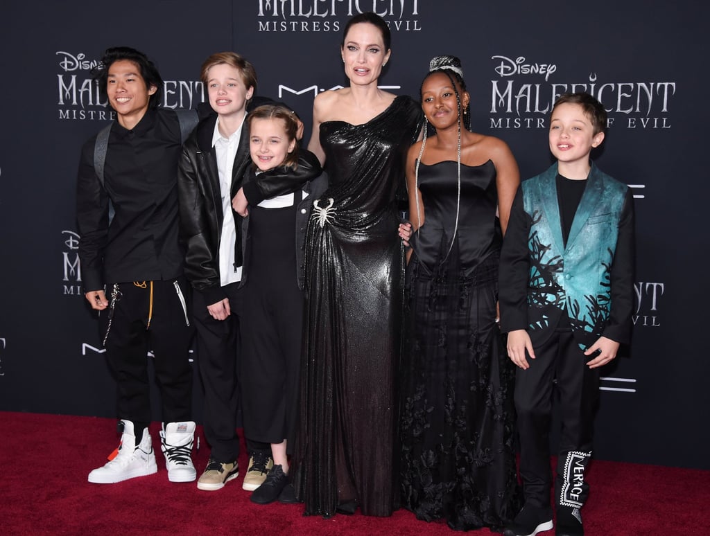 Angelina Jolie with her entire brood at the premiere of Maleficent: Mistress of Evil in 2019 with (L-R) Pax Thien, Shiloh Nouvel, Vivienne Marcheline, Zahara Marley and Knox Leon Jolie-Pitt. Photo: Reuters Angelina Jolie with her entire brood at the premiere of Maleficent: Mistress of Evil in 2019 with (L-R) Pax Thien, Shiloh Nouvel, Vivienne Marcheline, Zahara Marley and Knox Leon Jolie-Pitt. Photo: Reuters