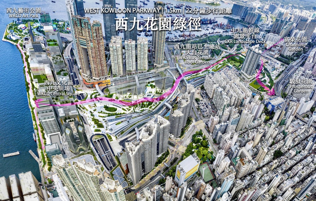 The plan submitted by SHKP in September for the HK$60 billion West Kowloon project includes a walkway connecting the West Kowloon waterfront to Tai Kok Tsui. Photo: Handout