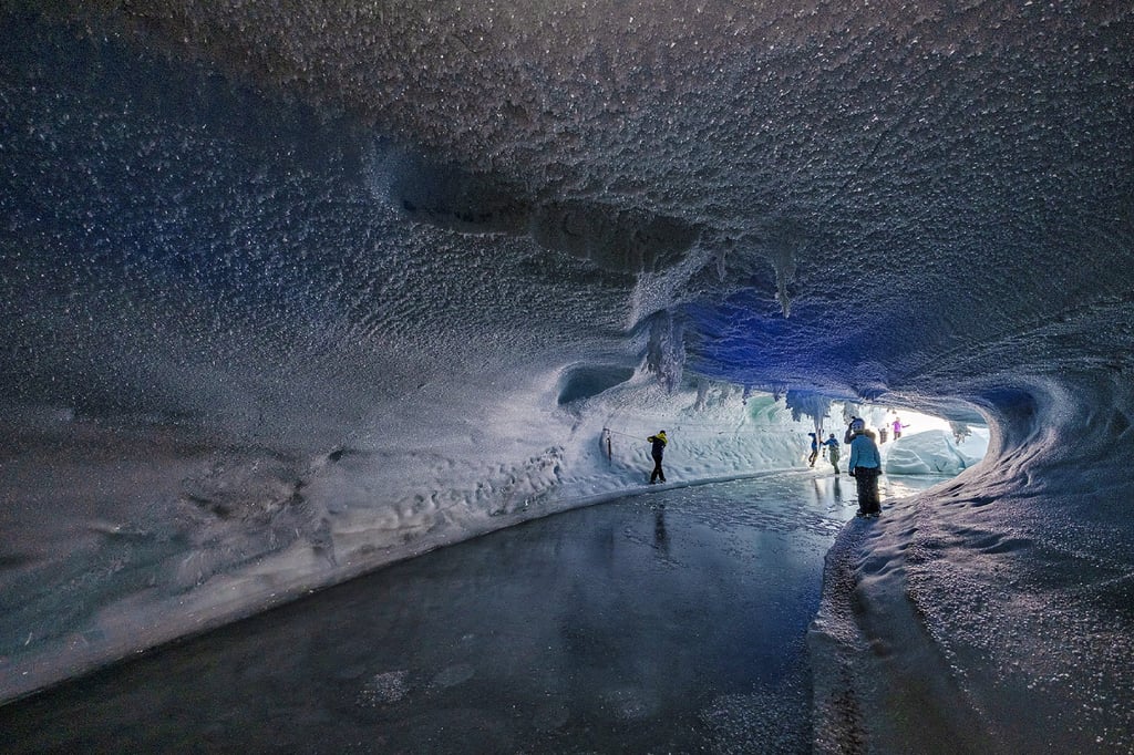 Cave exploration in Antarctica. Photo: White Desert Cave exploration in Antarctica. Photo: White Desert