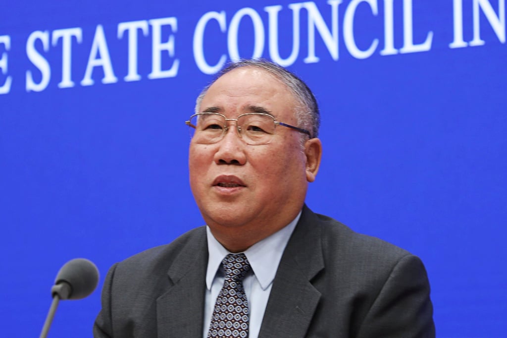 Xie Zhenhua, China’s special representative for Climate Change Affairs, speaks during a press conference in Beijing. Photo: Reuters