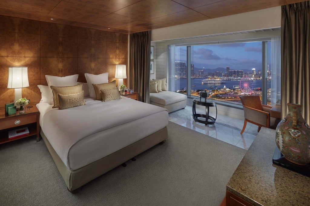 A room at the Mandarin Oriental Hong Kong with a view of the harbour. Photo: handout