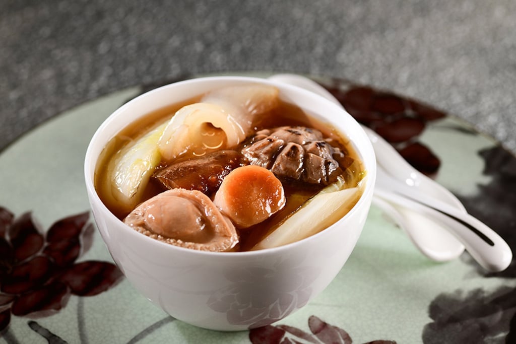 South African abalone, sea cucumber, fish maw and conpoy in clear double-boiled soup. Photo: handout