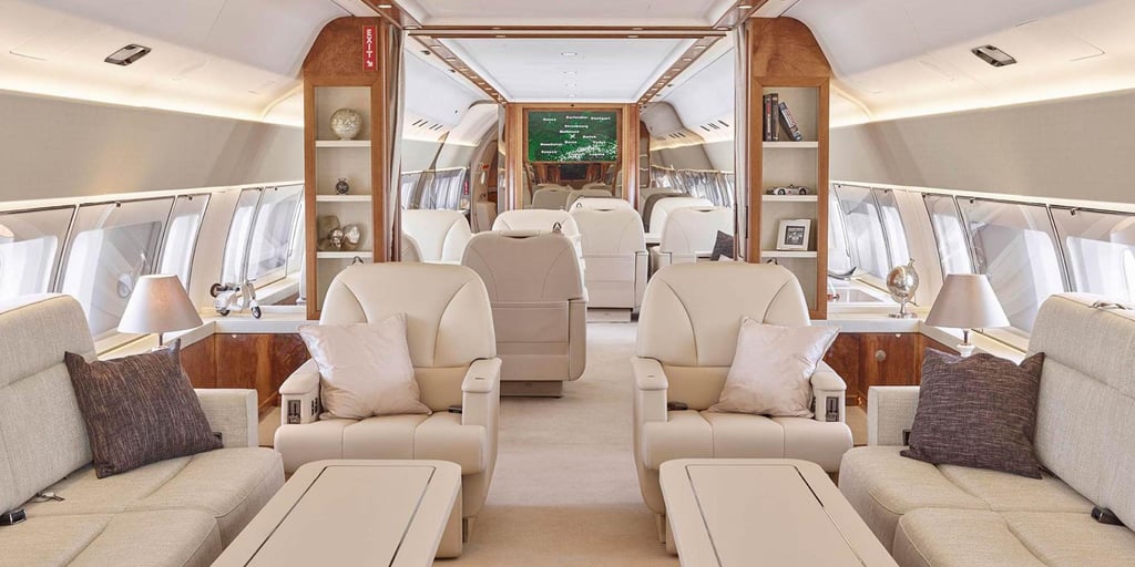 The push interior of a Boeing Business Jet. Photo: Jet Aviation