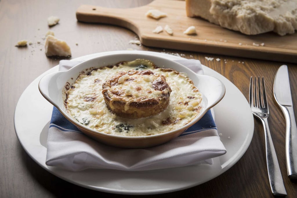 Baked soufflé with Romanesco, fontina cheese, spinach, cream and Parmesan. Photo: handout