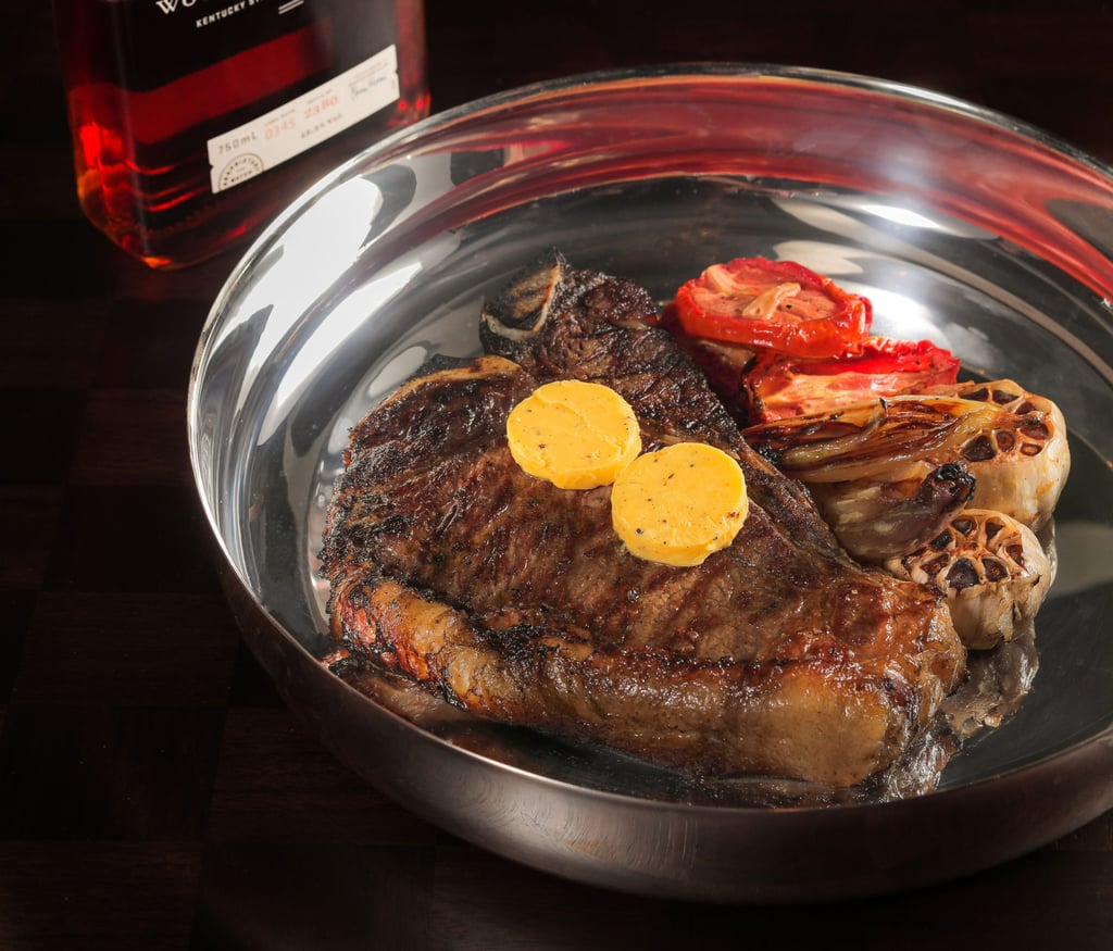 Ninety-day whisky and ash-aged black Angus T-bone from 44 Farms. Photo: handout