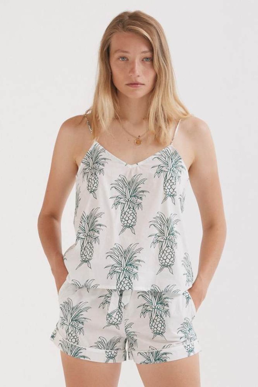 A set of women’s pyjamas from Desmond & Dempsey.