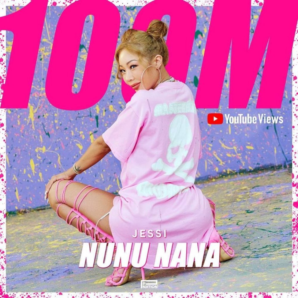 Jessi hit 100 million views for the first time with her MV for Nunu Nana. Photo: @kenterinEN/Twitter