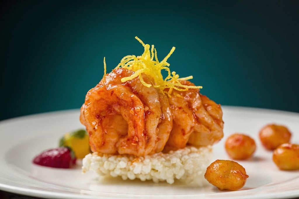 Stir-fried prawns with Sichuan pepper, chilli and macadamia nuts. Photo: handout Stir-fried prawns with Sichuan pepper, chilli and macadamia nuts. Photo: handout