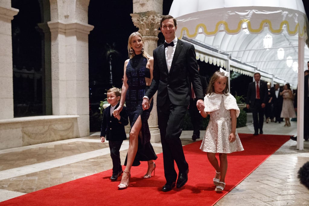 Jared Kushner and Ivanka Trump arrive with their daughter Arabella Kushner and son Joseph Kushner. Photo: AP