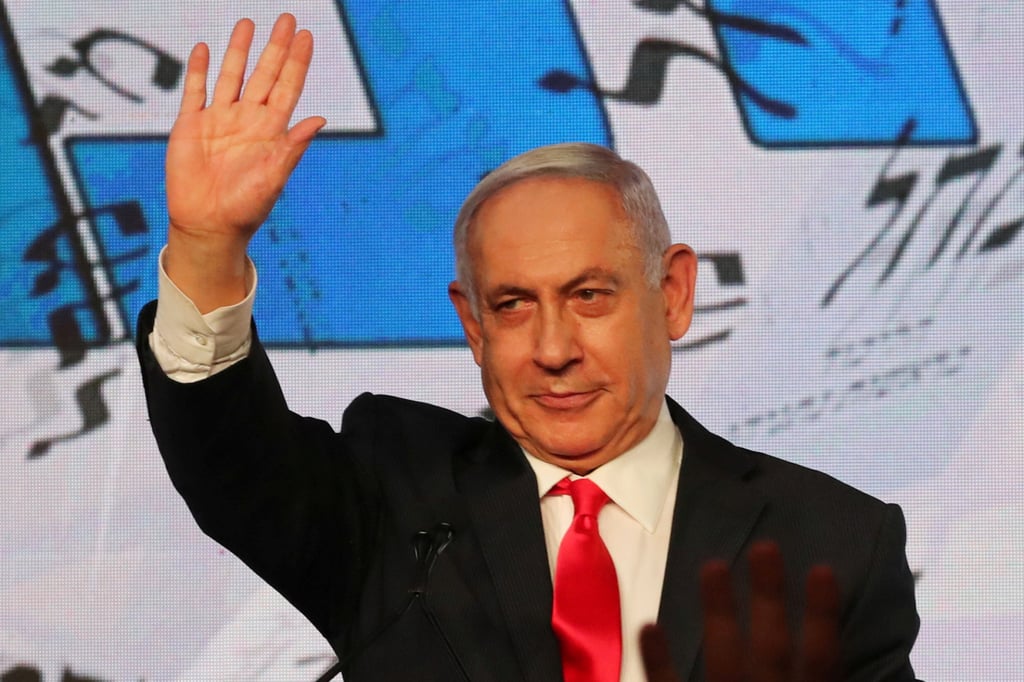 Israeli Prime Minister Benjamin Netanyahu gestures as he delivers a speech to supporters in Jerusalem in March. Photo: Reuters