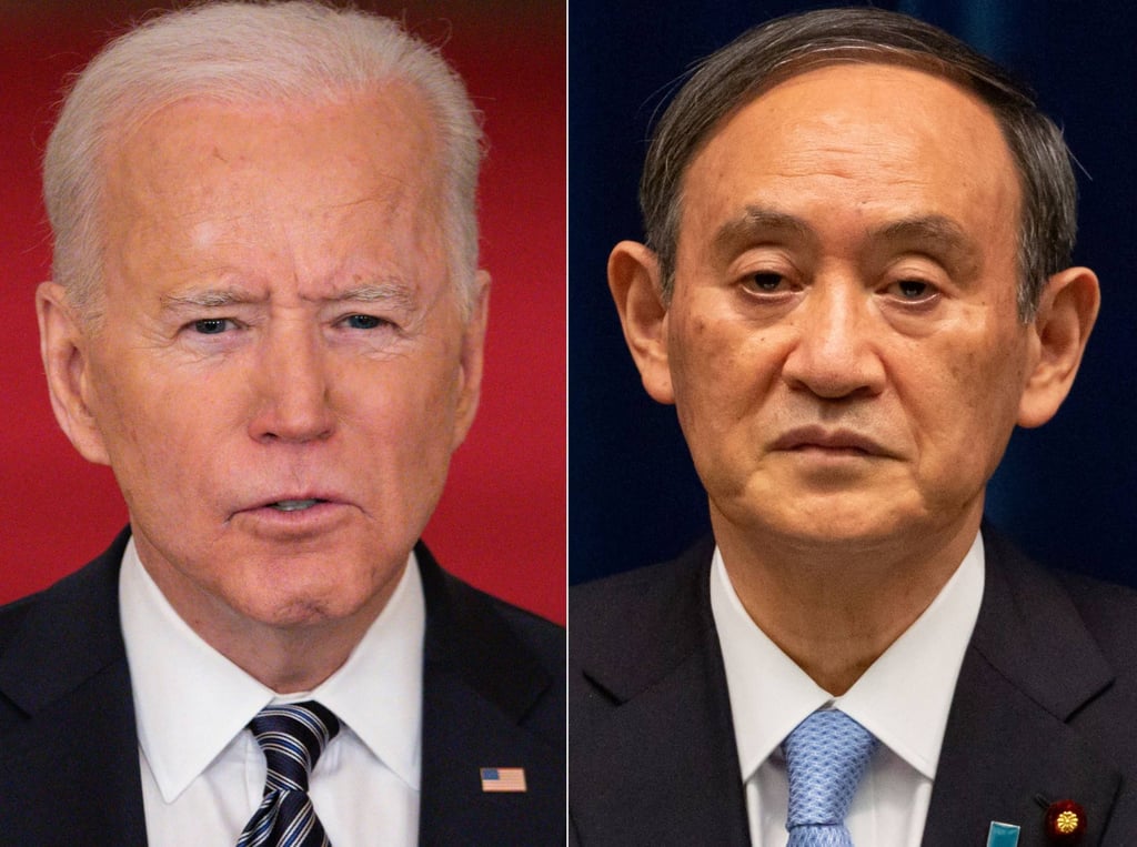 Joe Biden and Yoshihide Suga will meet in Washington next week. Photo: AFP