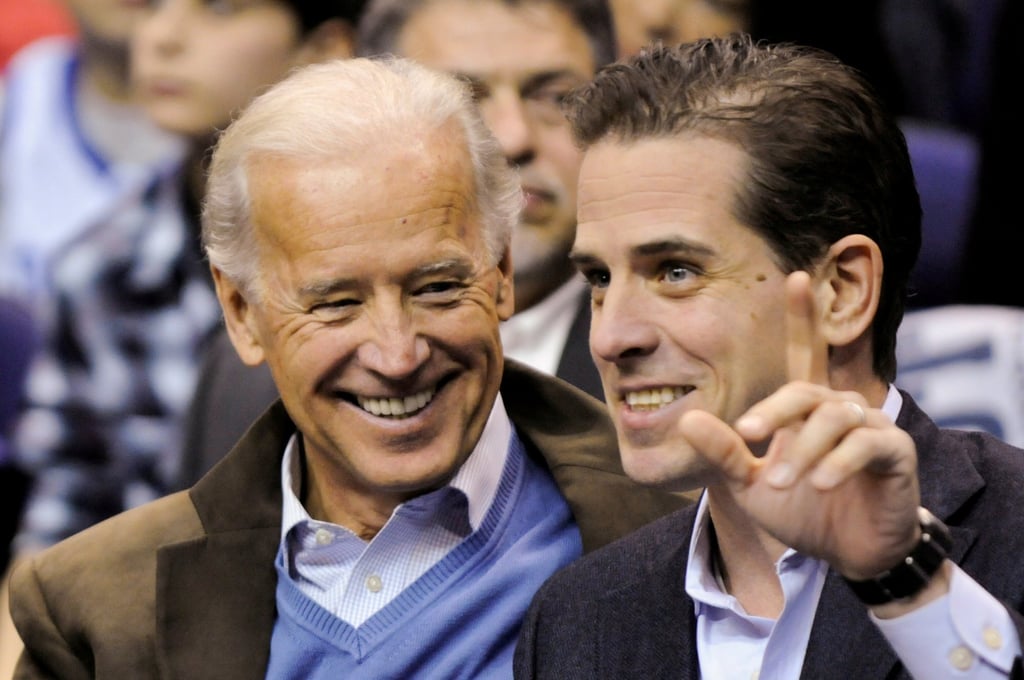 Former US Vice-President Joe Biden and his son Hunter Biden at an NCAA basketball game in Washington in 2010. Photo: Reuters