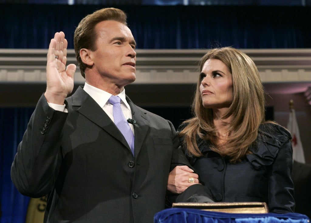 Then California Governor Arnold Schwarzenegger with his wife Maria Shriver while being sworn into office for a second term in Sacramento, California, in January 2007. Photo: Reuters
