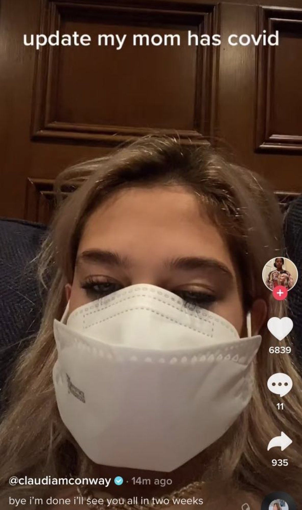 Claudia Conway reveals Kellyanne has Covid-19. Photo: @ScottMStedman/Twitter