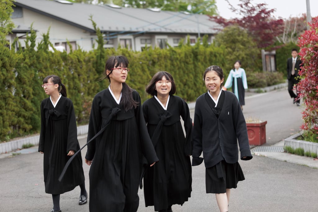 Chosen-seki schoolgirls seen outside a Joseon School in Tohoku, Japan, in May 2011. Photo: Handout/Noonbit Publishing Chosen-seki schoolgirls seen outside a Joseon School in Tohoku, Japan, in May 2011. Photo: Handout/Noonbit Publishing