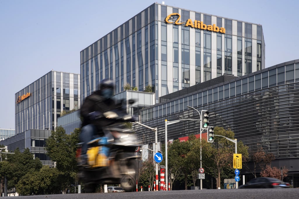 A motorist travels past an Alibaba Group Holding’s office building in Shanghai on Thursday, Dec. 24, 2020. Photo: Bloomberg A motorist travels past an Alibaba Group Holding’s office building in Shanghai on Thursday, Dec. 24, 2020. Photo: Bloomberg