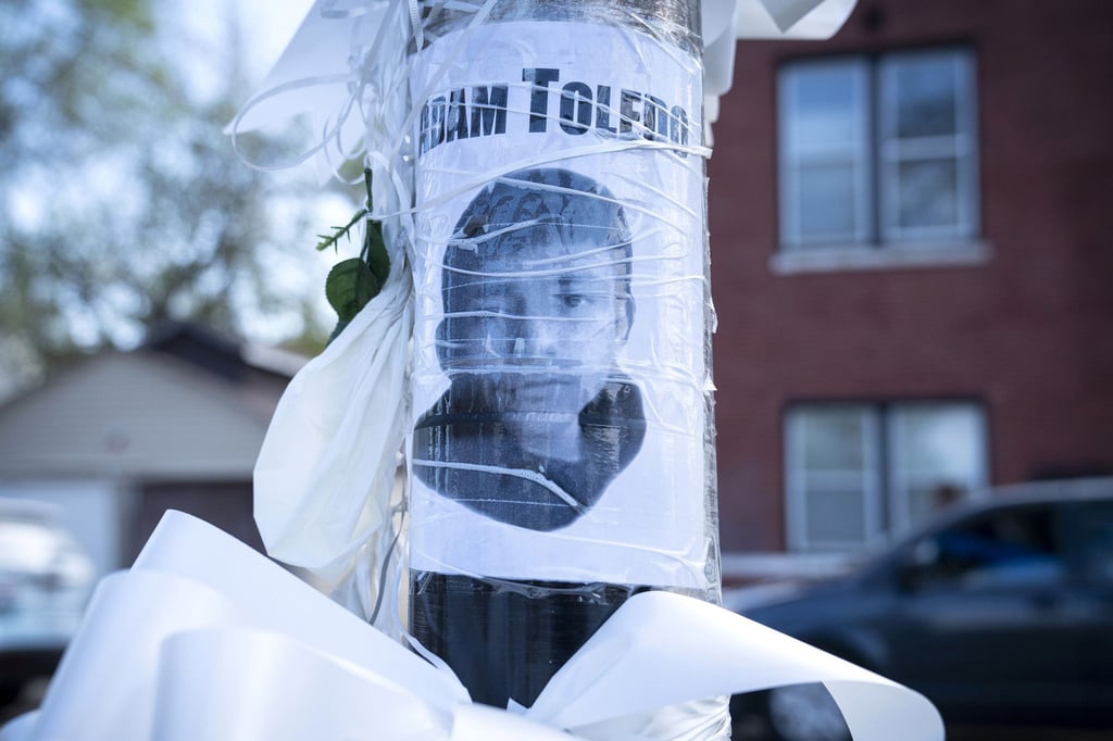An image of Adam Toledo appears at a memorial site near where he was shot. Photo: TNS An image of Adam Toledo appears at a memorial site near where he was shot. Photo: TNS