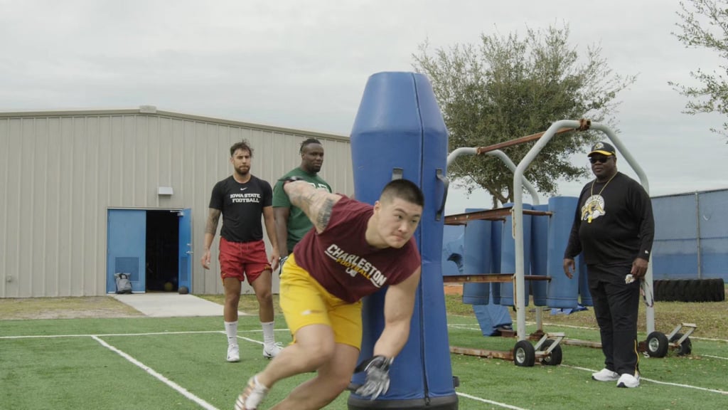 Chinese outside linebacker Li Boqiao at the NFL international player pathway programme in Tampa, Florida in 2019.. Photo: Handout
