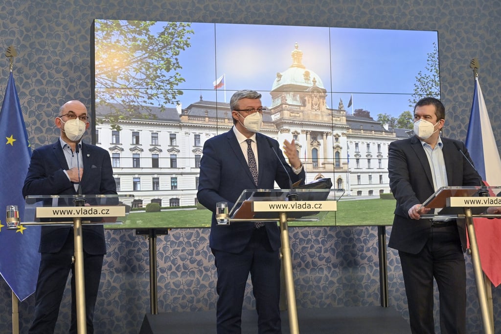 From left, Czech health minister Jan Blatny, industry and trade minister and transport minister Karel Havlicek and interior minister Jan Hamacek. Photo: DPA