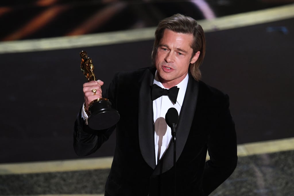 Brad Pitt accepts the actor in a supporting role award for Once Upon a Time … in Hollywood, onstage during the 92nd Annual Academy Awards at Dolby Theatre in February 2020 in Hollywood, California. Photo: Getty Images/TNS