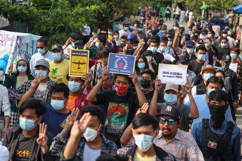An anti-military coup protest in Mandalay, Myanmar. Photo: Stringer