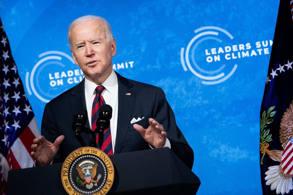 US President Joe Biden speaks during climate change virtual summit from the East Room of the White House on Thursday in Washington. Photo: AFP US President Joe Biden speaks during climate change virtual summit from the East Room of the White House on Thursday in Washington. Photo: AFP
