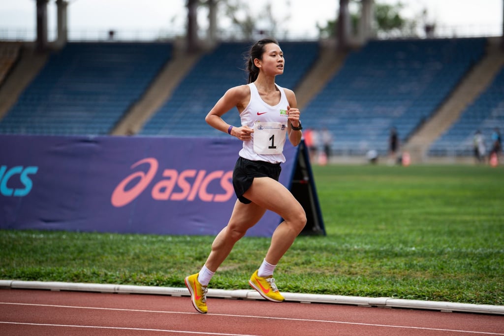 Vut Tsz-ying wins the women’s 5,000 metres in 18:26.53 at Siu Sai Wan Sports Ground. Photo: HKAAA Vut Tsz-ying wins the women’s 5,000 metres in 18:26.53 at Siu Sai Wan Sports Ground. Photo: HKAAA