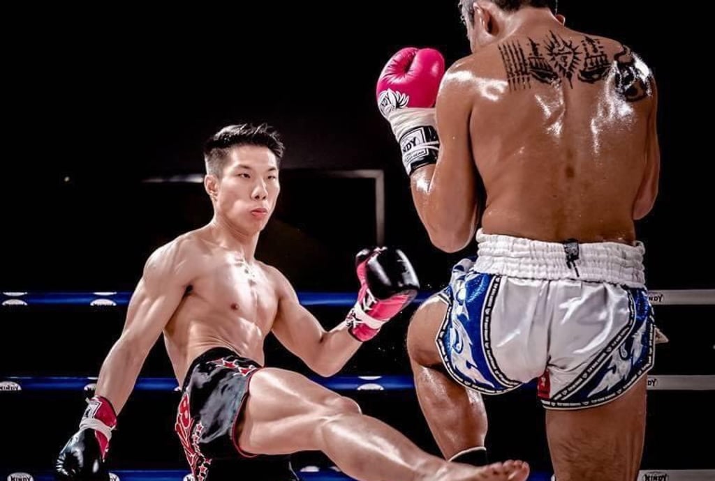 Hong Kong Muay Thai representative Carlos So Tsz-hin fights at a local event in 2019. Photo: KC Lau