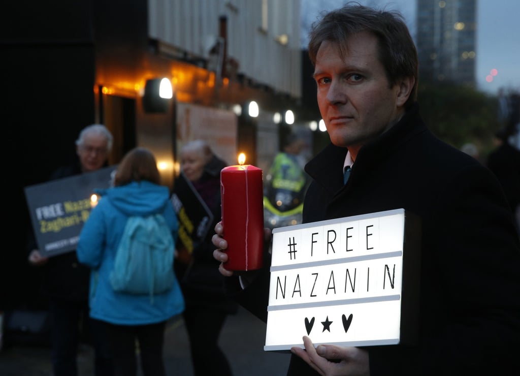Richard Ratcliffe, husband of imprisoned Nazanin, poses during a vigil outside the Iranian Embassy in London on January 16, 2017. File Photo: AP Richard Ratcliffe, husband of imprisoned Nazanin, poses during a vigil outside the Iranian Embassy in London on January 16, 2017. File Photo: AP