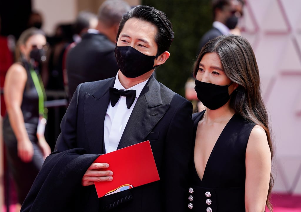Steven Yeun and Joana Pak arrive at the 93rd Academy Awards at Union Station in Los Angeles, on Sunday. Photo: Reuters