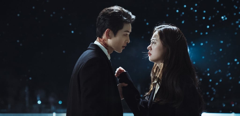 Song Joong-ki (left) and Jeon in a scene from Netflix hit Vincenzo.