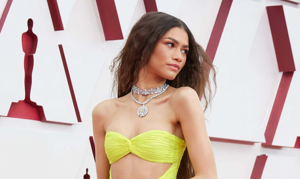 Zendaya on the Oscars 2021 red carpet in jewels from Bulgari. Photo: Ampas/DPA