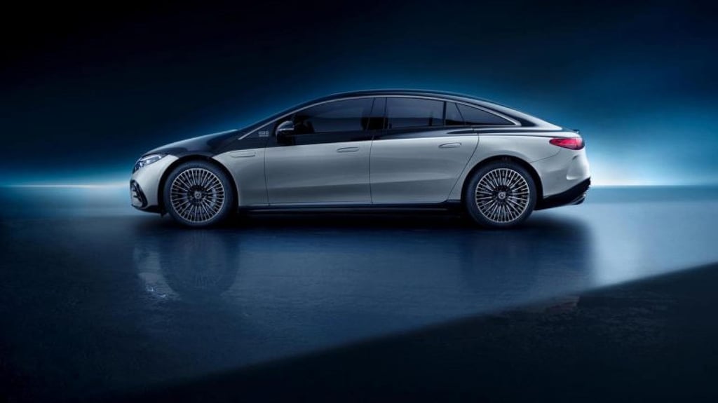 The sleek curves of Mercedes’ brand new EQS. Photo: Mercedes-Benz