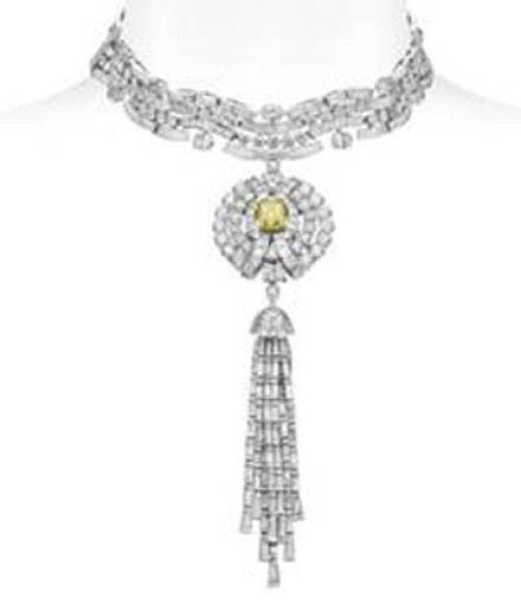Bulgari High Jewellery collection necklace with a cushion-cut fancy vivid yellow diamond. Photo: Bulgari