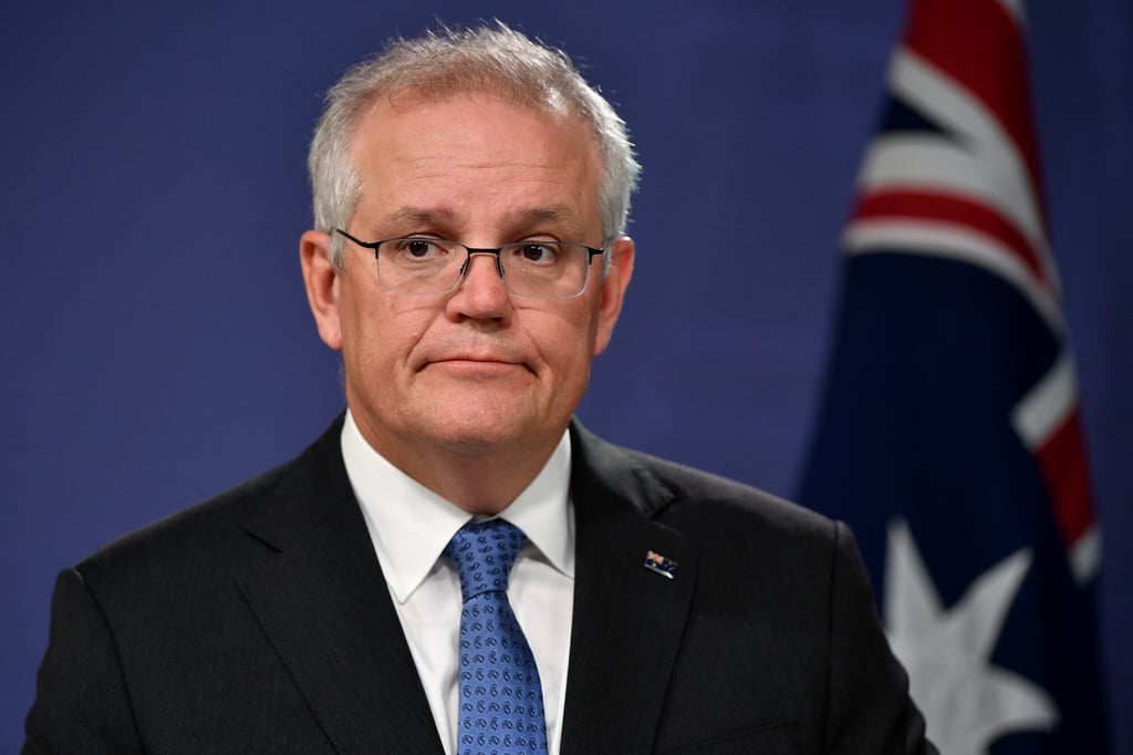 Australian Prime Minister Scott Morrison at a press conference earlier this month. Photo: AAP/DPA