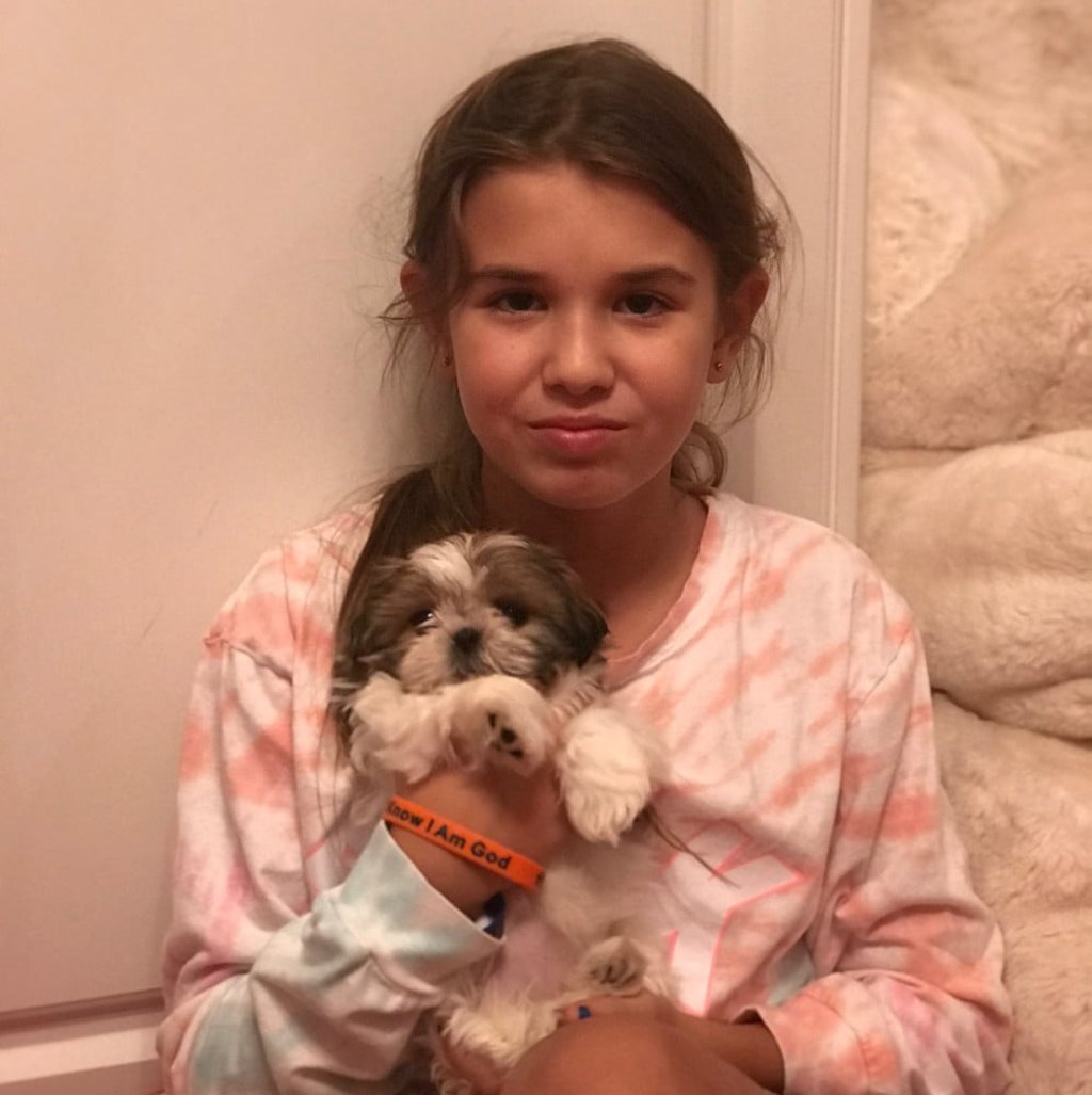 Kai Trump and her birthday pup. Photo: @donaldjtrumpjr/Instagram