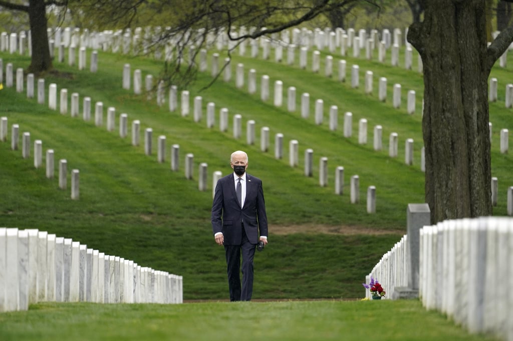 US President Joe Biden visits military graves at Arlington National Cemetery. Photo: AP US President Joe Biden visits military graves at Arlington National Cemetery. Photo: AP